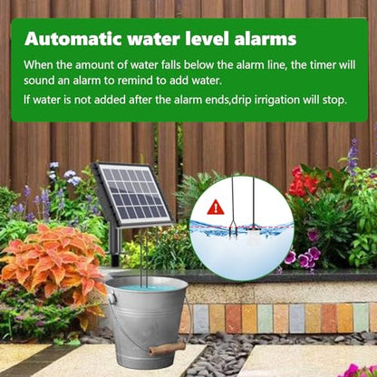 49FT Solar Drip Irrigation System Kit, Auto Watering for 15 Pots - size: 49FT Irrigation System-15 Pot