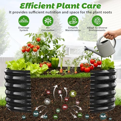 YSEJOMP 17" Tall Oval-Shaped/Elliptic Metal Raised Garden Bed Outdoor Black - color: Black, size: 48X24X16.5 Inches