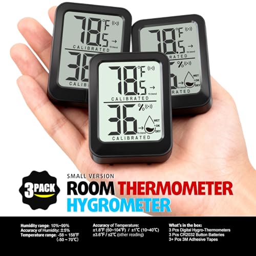 AyayaBoss 3 Pack Room Thermometer Indoor Hygrometer - color: black