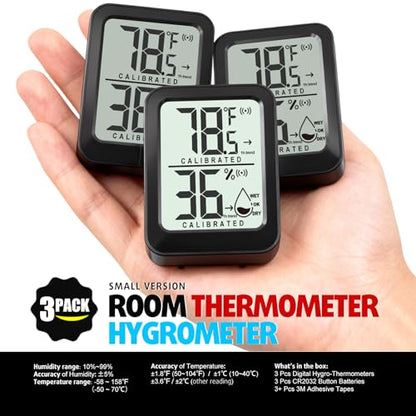 AyayaBoss 3 Pack Room Thermometer Indoor Hygrometer - color: black