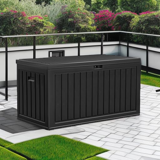 YITAHOME 90 Gallon Large Deck Box - color: Black, size: 90 Gallon
