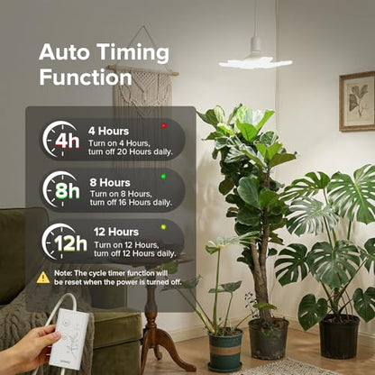SANSI Hanging Grow Lights for Indoor Plants, Hanging Plant Light with Timer - size: Large
