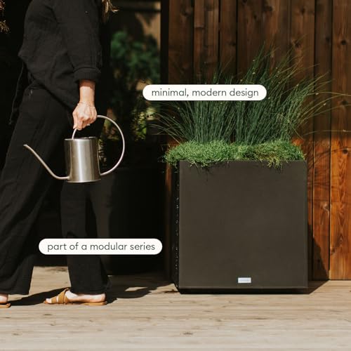 Veradek Block Series Cube Planter - Square Outdoor Planter - color: Black, size: Small