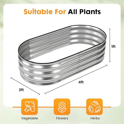 Sweetcrispy Raised Garden Bed Outdoor, 4x2x1ft Galvanized Planter Box - size: 4×2×1ft