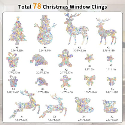 YUOROS 78 Pcs Christmas Window Clings Window Stickers - color: Christmas