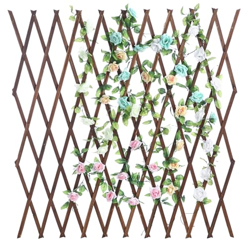MyGift Expandable Wood Trellis, Wall Lattice Climbing Plant Support