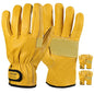LOCCEF 2 Pairs Leather Work Gloves for Men Women Cowhide Utility