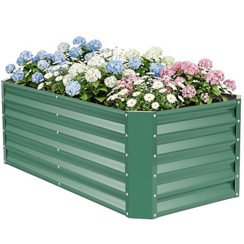 Raised Garden Bed Kit 4x2x1.4ft, Metal Planter Boxes Outdoor, Green - color: Lotusgreen, size: 4x2x1.4ft