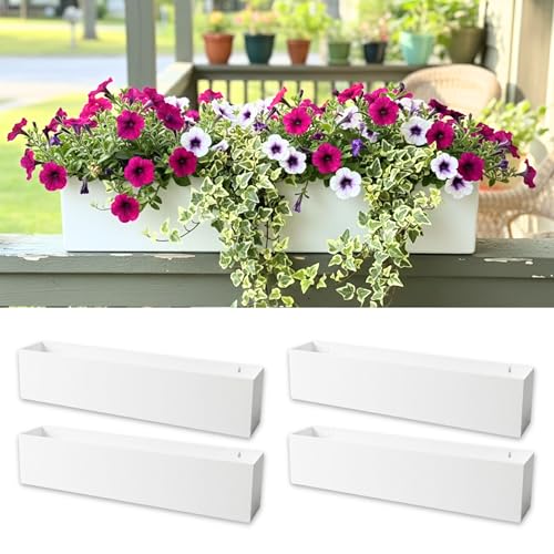 LaLaGreen Wall Planter (30in, 4 Pack) White Carbon Steel Hanging Flower Pot - size: 30" x 4 Pack