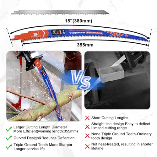 Arc Edge Reciprocating Saw Blades 7inch 6TPI for Pruning 4pcs - size: 7 inch
