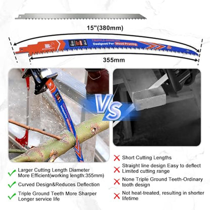 Arc Edge Reciprocating Saw Blades 7inch 6TPI for Pruning 4pcs - size: 7 inch