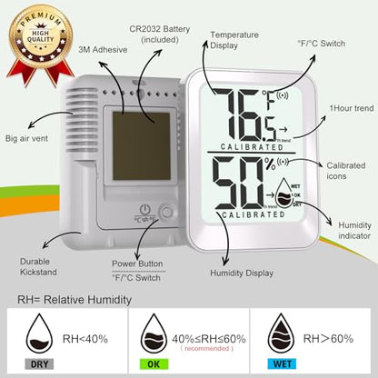 AyayaBoss 3 Pack Room Thermometer Indoor Hygrometer - color: white