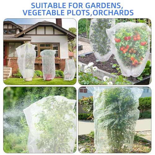 Fruit Protection Bags with Drawstring, 4 Packs Blueberry Bush Netting, Ultra-Fine Mesh Garden Insect Tree Cover, Plant Cover for Pest, Insect Bird Barrier Netting-3.3 x 4.9Ft - size: 3.3 x 4.9Ft