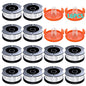 YWTESCH 16 Pack Weed Eater String Compatible with Black+Decker, 360ft 0.065" AF-100 Replacement Spool, Autofeed String Trimmer Line Fit for Black+Decker Weed Wacker(12 Spools,4 Spool Caps,4 Springs)