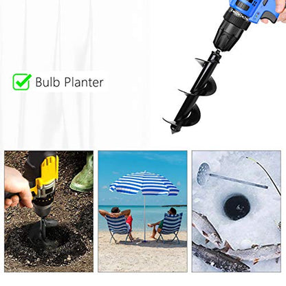 Bulb Planter Tool,Auger Drill Bit for Planting 3.15x8.66 Inch Suitable for 3/8”Hex Drive Drill - size: 3.15”x 8.66”