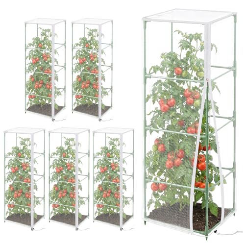 6 Pcs 57"X17.7"X17.7" Square Tomato Netting with Zipper, Insect Cover - size: Square-6PCS