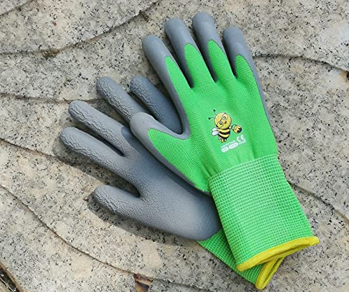 Kids Gardening Gloves, Latex Coated Toddler Yard Gloves, 6 Pairs (3-5 YRS) - color: Green & Blue & Pink (Pack of 6), size: 3X-Small