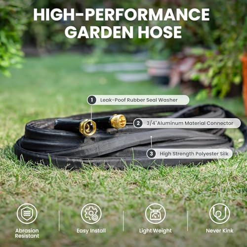 Garden Hose 50ft, Ultra-Light Flexible Water Hose, Burst-Resistant, Kink-Free, High-Pressure Waterhose, All-Weather Use for Lawns, Gardens, and Outdoor Cleaning Garden Hoses (50ft) - size: 50ft