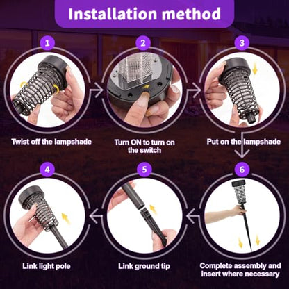 Qualirey 4 Pack Outdoor Solar Bug Zapper,Purple and Warm Light,Black - color: Black, size: Purple and Warm Light