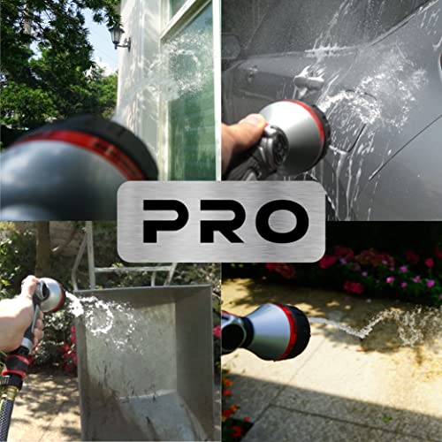 Eden Metal 6-Pattern Hose Nozzle: Thumb Operated, Heavy-Duty Aluminum Core - style: Angled Thumb Control