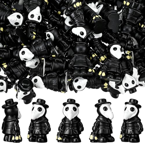 Briwooody 50 Pcs Halloween Mini Plague Doctor Figurine Bulk,Retro Style - color: Retro Style