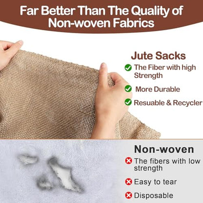 Winter Burlap Plant Cover Bag, Large Burlap Bags with Drawstring, Reusable Jute Sack,Frost Cloth Cold Freeze Protection Cover Bags Tree Freeze Blanket for Outdoor Plants, Shrubs, Bushes(32x47") - size: 32x47"