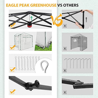 EAGLE PEAK 8x6 Easy Setup Pop Up Greenhouse, Clear/White - color: Clear/White, size: 8x6