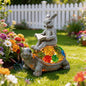 TERESA'S COLLECTIONS Rabbit Turtle Garden Decor with Solar Light 6.3" - size: Medium