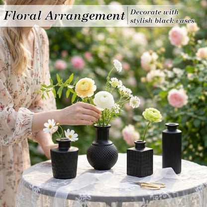 TBWIND 24PCS Black Glass Bud Vases Set - color: Black-24pcs, size: 24Pcs