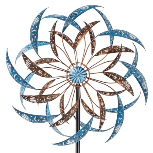 Stargarden Large Wind Spinners Outdoor, 23 Inch Kinetic Wind Spinner - color: Blue-b-23"