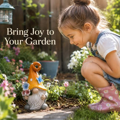Solar Garden Gnome Statue: Outdoor Figurine with Flower Light - color: Flower Gnome
