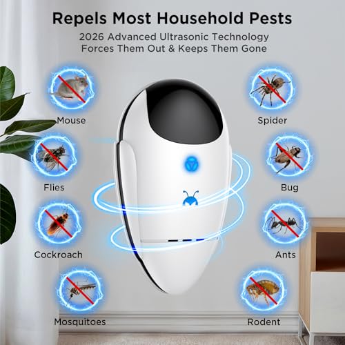 2026 Upgraded Ultrasonic Repeller Pest & Insect Indoor Repeller, 4 Pack