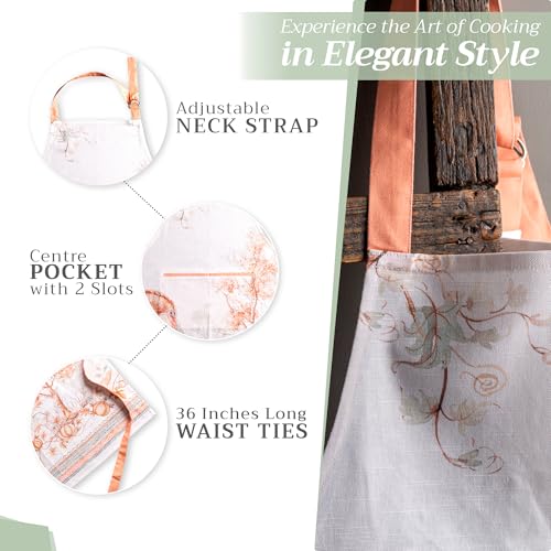Maison d' Hermine Aprons for women with Pocket 100% Cotton (27.50"x31.50") - color: 147 - Giving Thanks