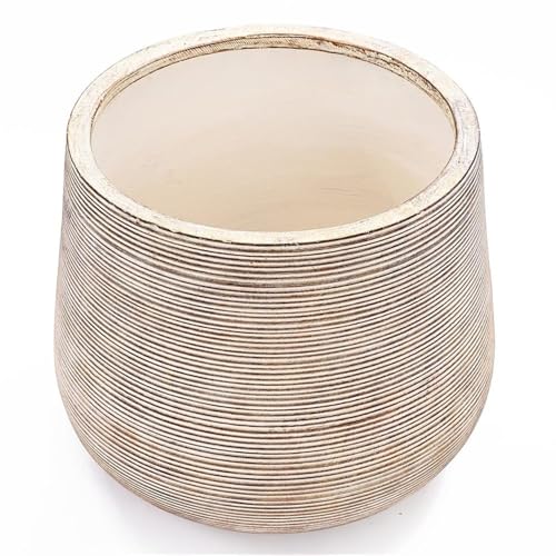 LuxenHome 17" Round Planters for Indoor Plants, Distressed Large Plant Pot