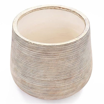 LuxenHome 17" Round Planters for Indoor Plants, Distressed Large Plant Pot
