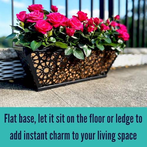 LaLaGreen Garden Wall Planter (16 in, 4 Pack) Black Window Box with Liner - size: 16" (41cm) x 4 pack
