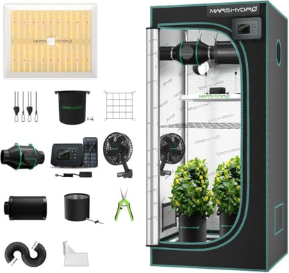 MARS HYDRO Smart Grow Tent Kit 2x2, TS1000 WiFi Control Grow Kit System - size: 32'' x 32'' x 63''-Smart Controller 43