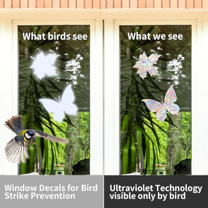 YUOROS 30 Anti Collision Window Decals for Bird Strike Prevention - color: Butterfly, Leaf