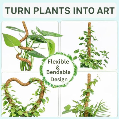 2 Pack 28" Bendable Moss Pole Monstera Plant Support for Climbing Plants - size: 28"