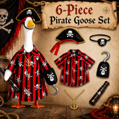 Halloween Porch Goose Outfit, Pirate Costume for 23-Inch Lawn Statue - color: Pirate