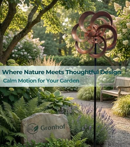 Metal Wind Spinner Outdoor, 63" Double-Sided Copper Decor