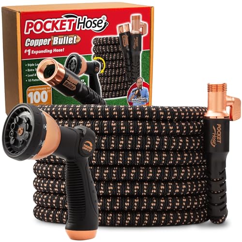 Pocket Hose 100 FT Copper Bullet Hose, 10-Pattern, 650psi - size: 100 Ft