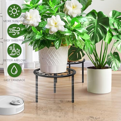 TOSKING 2-Pack Plant Stands, Classic Scroll Pattern, 10.2"D x 7.9"H, Black - color: Classic Scroll-Black
