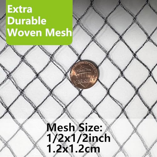 POYEE 7.5x100ft Bird Netting, 1/2 inch Mesh, Heavy Duty Garden Netting - size: 7.5 x 100 FT