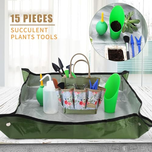 G GOOD GAIN Garden Succulent Kit with Organizer Bag,15 Pieces,Rose - style: Rose