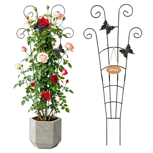 30" Metal Plant Trellis 2 Pack, Adjustable Height for Potted Plants