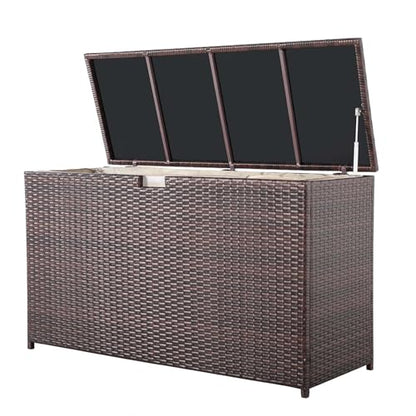 Super Patio 120 Gallon Wicker Outdoor Storage Box w/Waterproof Liner, Brown
