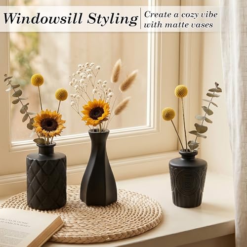TBWIND 24PCS Black Glass Bud Vases Set - color: Black-24pcs, size: 24Pcs