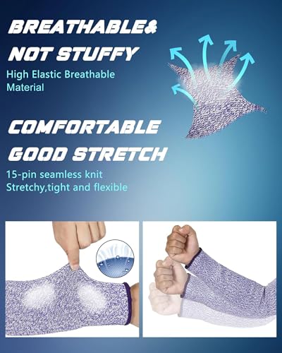 Geyoga Arm Sleeves Guards Cut Resistant HPPE,X-Large,Hppe,Gray - color: Blue, size: Large, style: Hppe