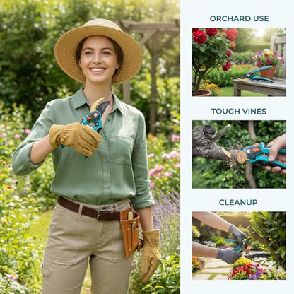 Garden Shears with 1 Inch Cutting Capacity for Rose Pruning